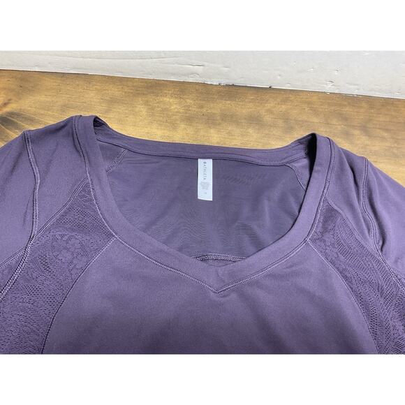 Athleta Shanti Lace Top Plus 1X Deep Crocus Violet Fitted Crop Scoop - Picture 4 of 12